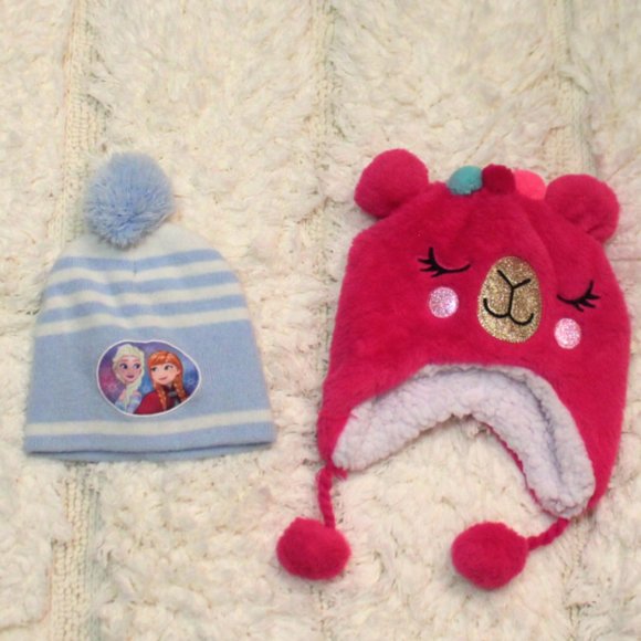 🌞🌞 Little Girls Winter Hats Bundle of 2 - Picture 1 of 7
